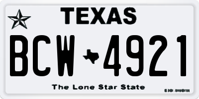 TX license plate BCW4921