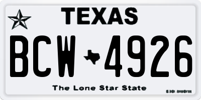 TX license plate BCW4926