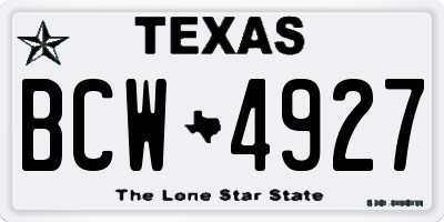 TX license plate BCW4927