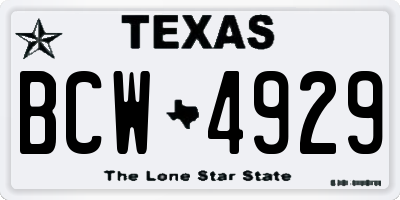 TX license plate BCW4929