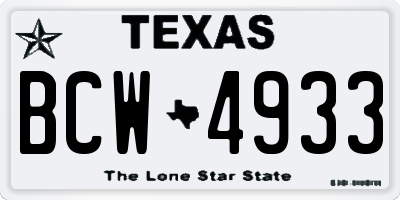TX license plate BCW4933