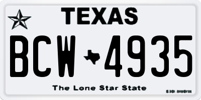 TX license plate BCW4935