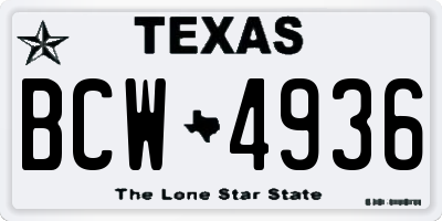 TX license plate BCW4936
