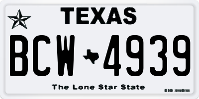 TX license plate BCW4939