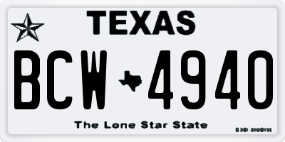 TX license plate BCW4940