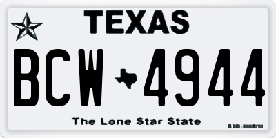 TX license plate BCW4944