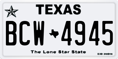 TX license plate BCW4945