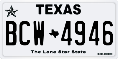 TX license plate BCW4946