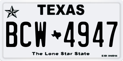 TX license plate BCW4947