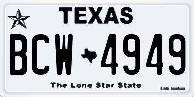 TX license plate BCW4949