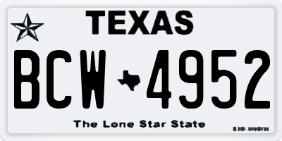 TX license plate BCW4952