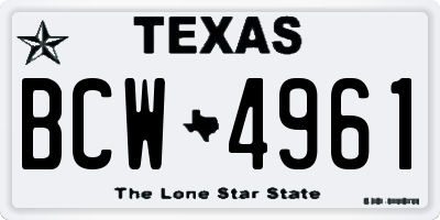 TX license plate BCW4961