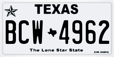 TX license plate BCW4962