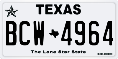 TX license plate BCW4964