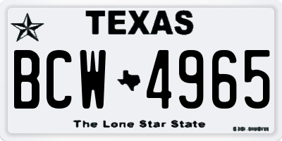TX license plate BCW4965
