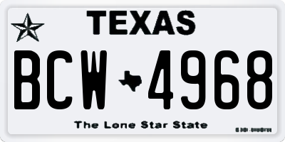 TX license plate BCW4968