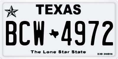 TX license plate BCW4972