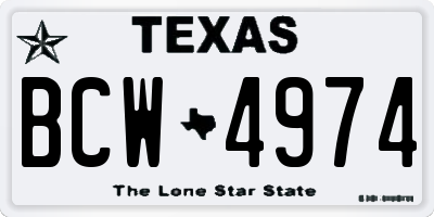 TX license plate BCW4974