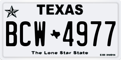 TX license plate BCW4977