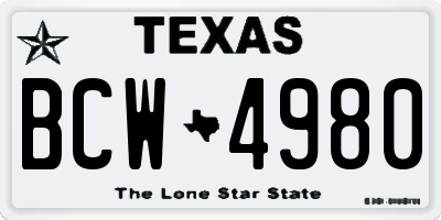 TX license plate BCW4980