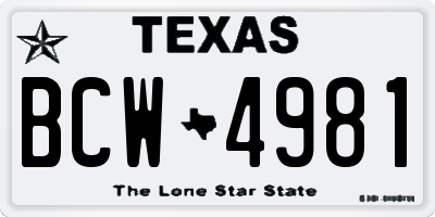 TX license plate BCW4981