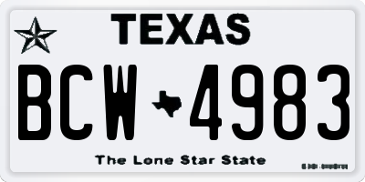 TX license plate BCW4983