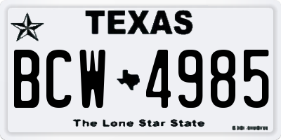 TX license plate BCW4985