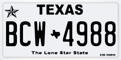 TX license plate BCW4988