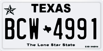 TX license plate BCW4991