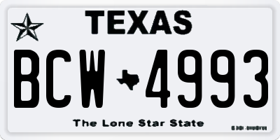 TX license plate BCW4993
