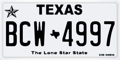 TX license plate BCW4997