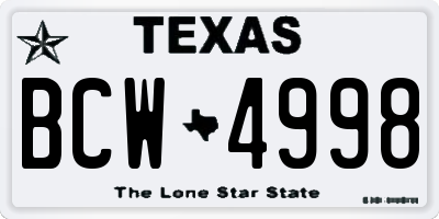 TX license plate BCW4998