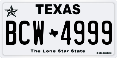 TX license plate BCW4999