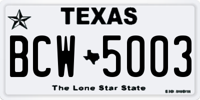 TX license plate BCW5003