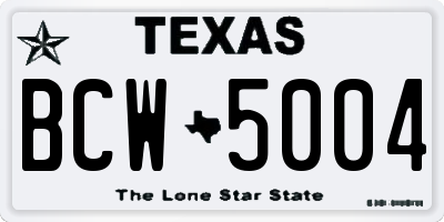 TX license plate BCW5004