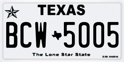 TX license plate BCW5005