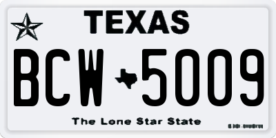 TX license plate BCW5009