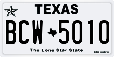 TX license plate BCW5010