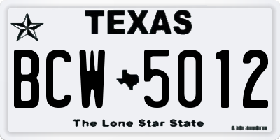 TX license plate BCW5012