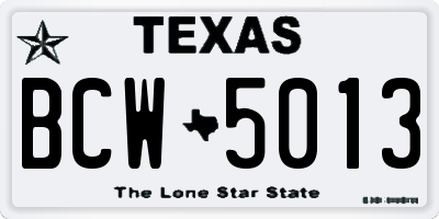 TX license plate BCW5013