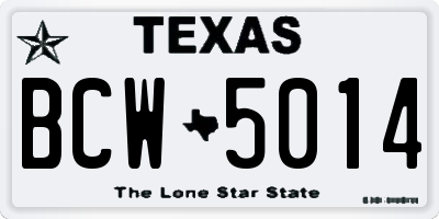 TX license plate BCW5014