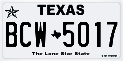 TX license plate BCW5017