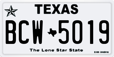 TX license plate BCW5019