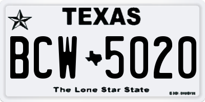 TX license plate BCW5020