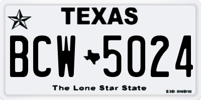 TX license plate BCW5024