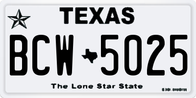 TX license plate BCW5025