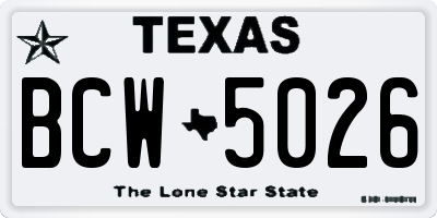 TX license plate BCW5026