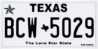 TX license plate BCW5029