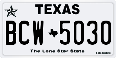 TX license plate BCW5030