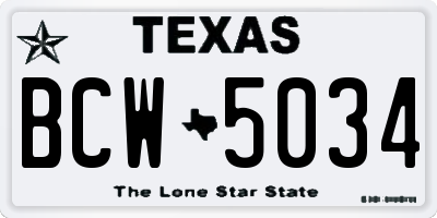 TX license plate BCW5034